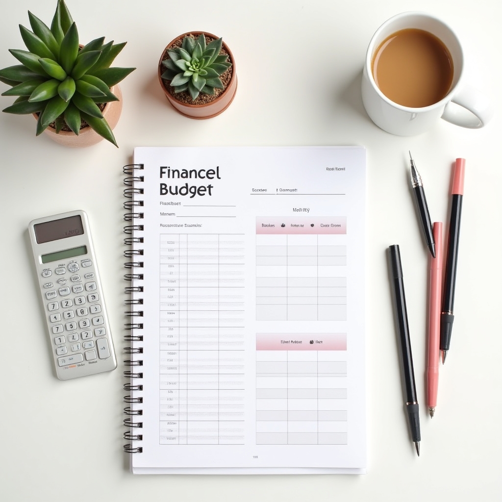 Financial planning worksheets and materials on a table